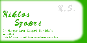 miklos szopri business card